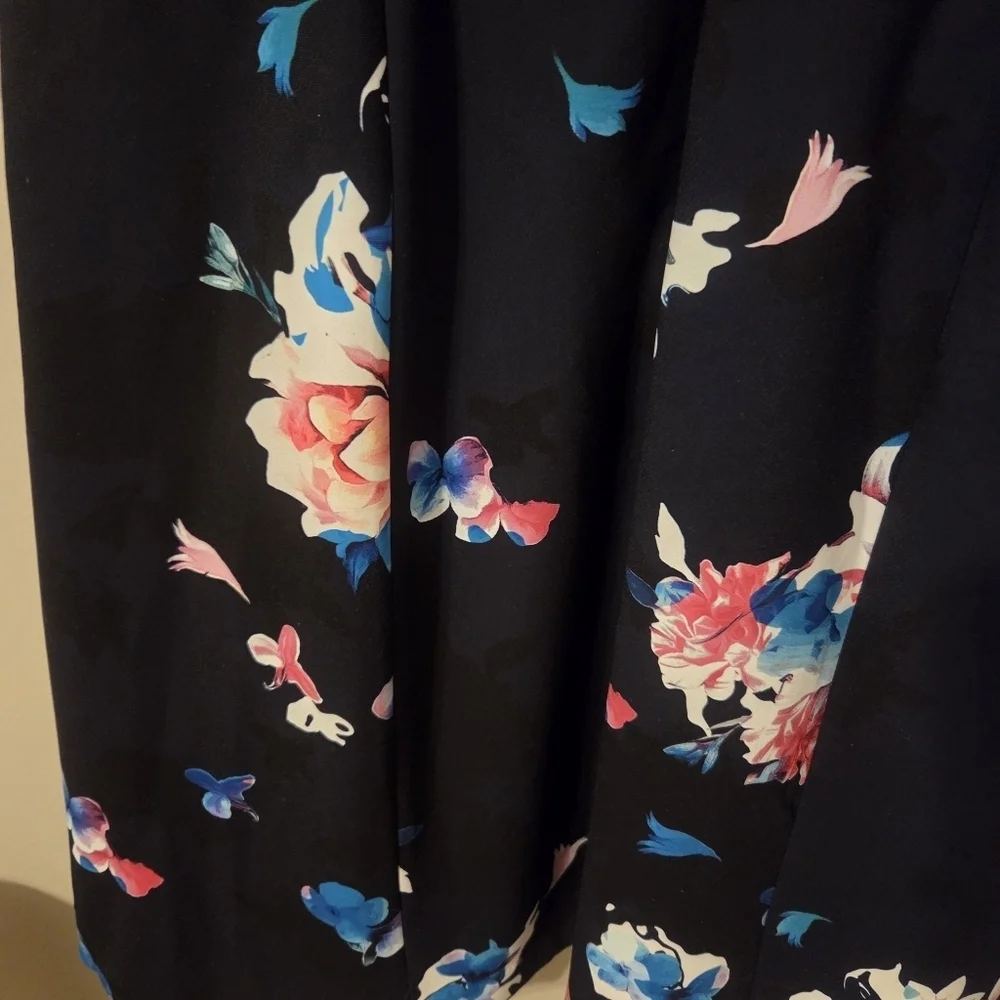 Ellen Tracy Womens Floral Black Sleeveless Fit And Flare Dress With Pockets. 14 - Picture 5 of 8